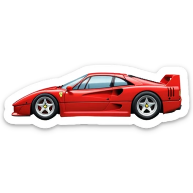Ferrari F40, simplified, bright red, side view, no text sticker