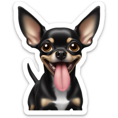 Black Chihuahua with a protruding tongue sticker