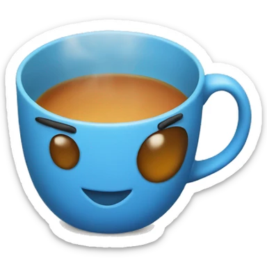 Cup of tea in a blue mug sticker