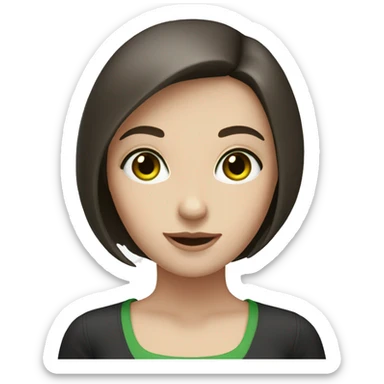 Girl with pale skin, green eyes and dark brown bob  sticker