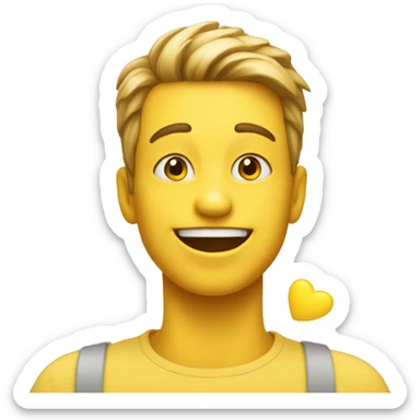 Happy face with yellow hearts  sticker