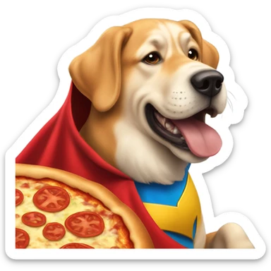 super dog eating pizza  sticker