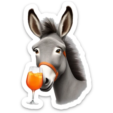 donkey holding an aperol spritz sticker