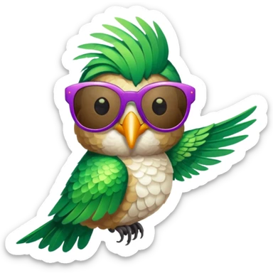 green hummingbird with sunglasses sticker