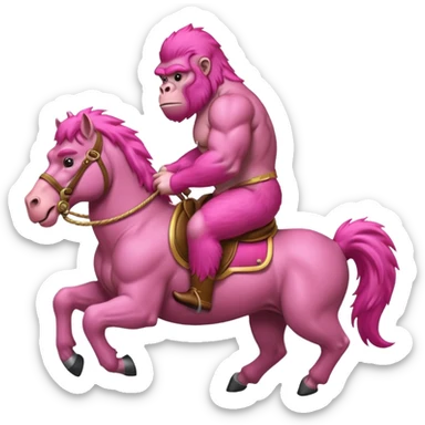 Pink gorilla on a horseback  sticker
