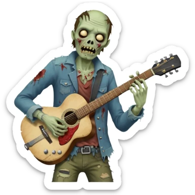 zombie guitarist sticker