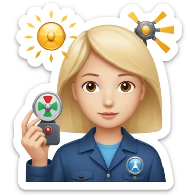 Calm face with relaxed eyes holding a small radar or spotlight, catching just a few key AI icons (chip, spark, or “AI” badge), to show you only get the updates that matter, without overwhelm. sticker