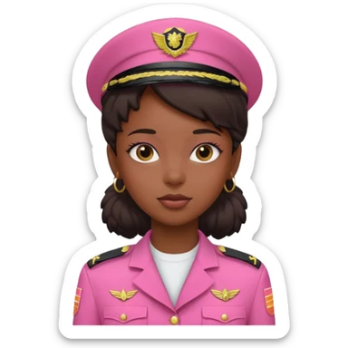 black girl in pink military uniform  sticker