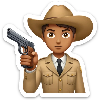 Gun pointed at 😗 sticker
