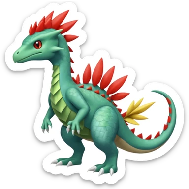 Sceptile-Inteleon-Blaziken-Salamence-Fakémon-fusion (full body) sticker