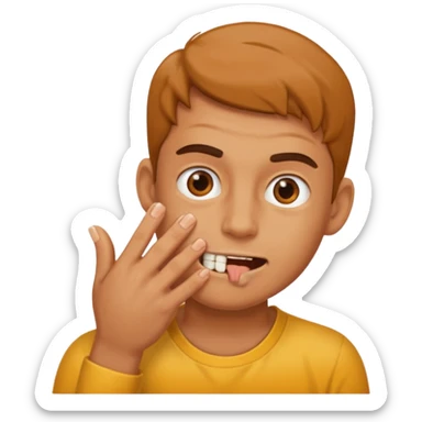 Biting nails on his right hand. sticker