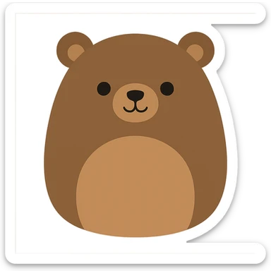 flat vector illustration of a grizzly bear squishmallow plushie sticker