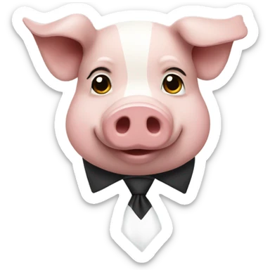 Pig with white tie on forehead  sticker