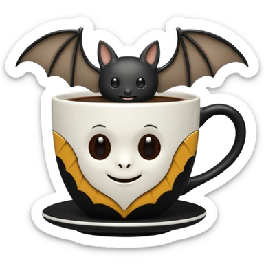 a coffeecup with a bat on it sticker