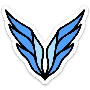 Wings of Freedom logo from Attack on Titan, overlapping blue and white wings, Survey Corps emblem sticker