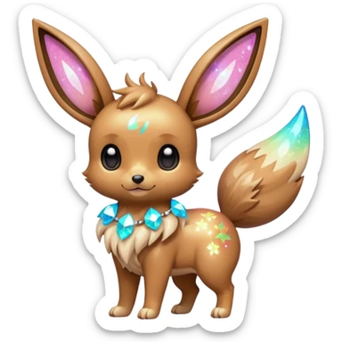 Kawaii Shiny Glowing Neon Glittery Sparkly Bling-bling Glittery Eevee Full Body sticker