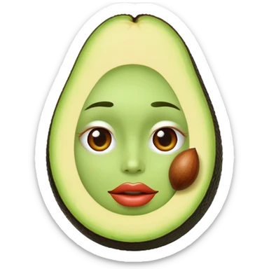 Avocado with a big lips sticker