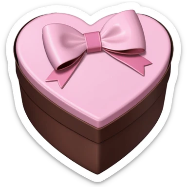 pale pink heart box, pale pink bow, filled with chocolates inside sticker