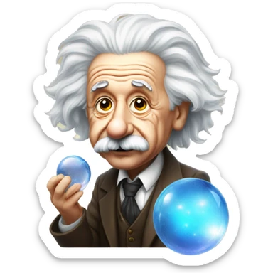 Albert Einstein with crystal ball sticker