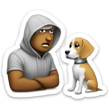 donald trump talking to a dog with a hoodie on sticker