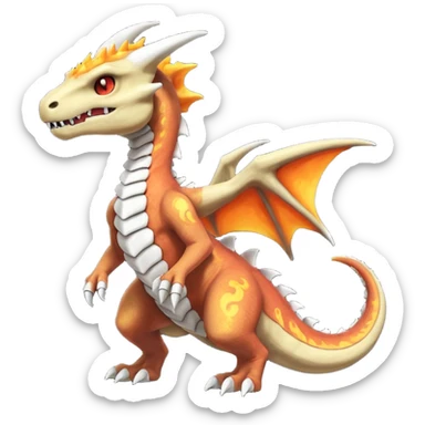 Shiny Fiery Volcanic Cubone-Salandit-Marowak-Duskull-dragon sticker