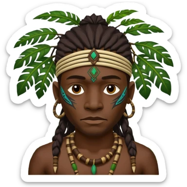 a tribal man in jungle sticker