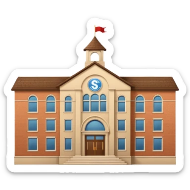 school building with a name school on the top of it sticker