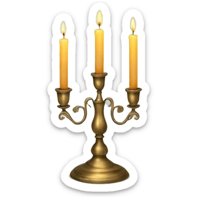 brass vintage candlestick for three candles with big candles  sticker