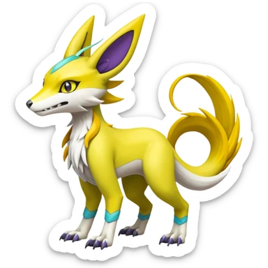 Meloetta-Vernid-Renamon-Lombax-Sergal-Pokémon-Digimon-Fakémon-fusion-hybrid-creature sticker