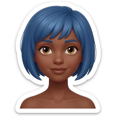 Brown skin hazel female eyes blue short hair sticker