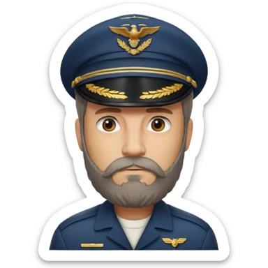 captain pilot bearded sticker