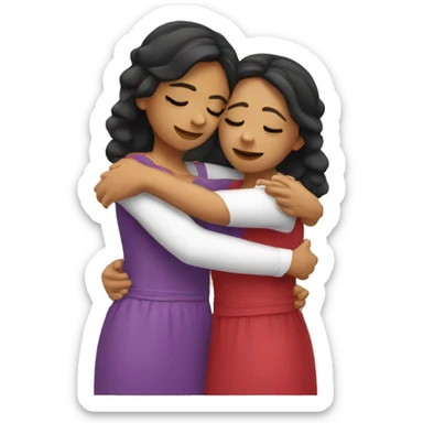 Two Mexican sisters hugging sticker