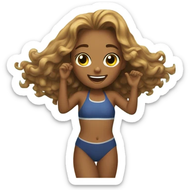 Beach aesthetic girl swimming in ocean socal vibes sticker
