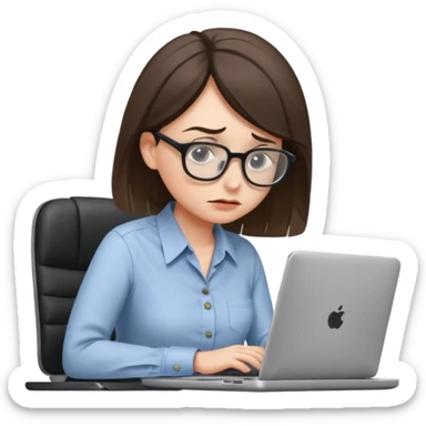 Chica con Estrés laboral en la oficina y mala postura en su laptop  sticker