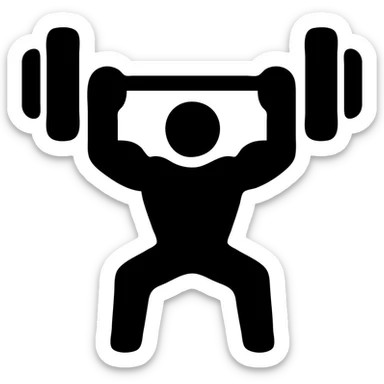 a strong person, lifting weights, simple and clean, flat icon style sticker