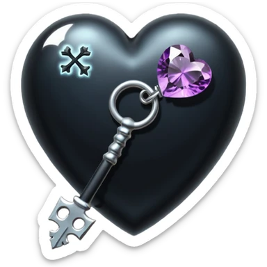 goth heart with a dark crystal key sticker