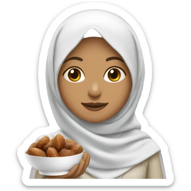 white hijab girl holding dates sticker