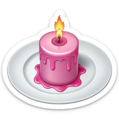 A drawing of a flaming pink candle that could be used at a romantic dinner table. The camera is a Bird's-Eye View angle. sticker