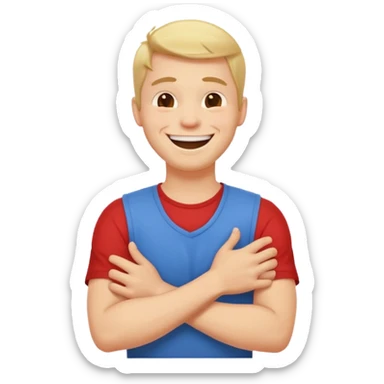 Arms crossed holding neck laughing guy sticker