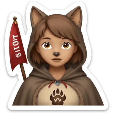 Wolf girl holding a banner that say #Wolf99 sticker