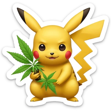 Pikachu and weed sticker