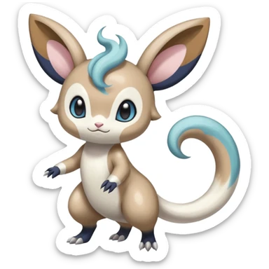 Colorful Skilled Adept Graceful Asian Painted Meloetta-Minccino-Absol-Emolga-Pachirisu-fusion-hybrid-creature (full body) sticker
