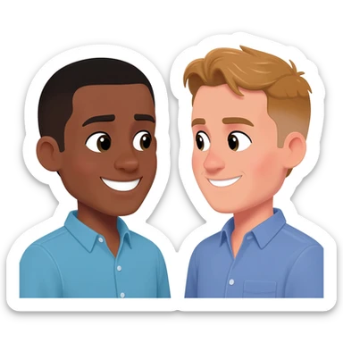 Two interracial male friends sticker