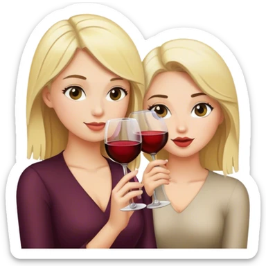 Blond girl and brunette girl drinking wine  sticker