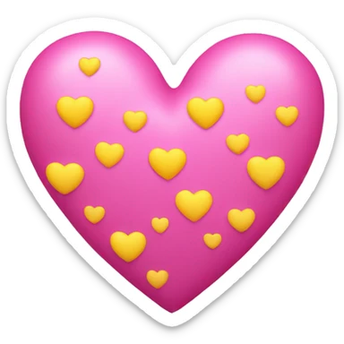 Pink heart with small yellow hearts around it  sticker