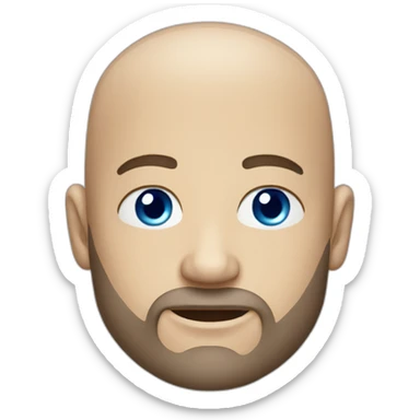 Shaved head man with beard and blue  eyes sticker