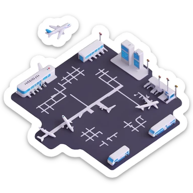 international airport with multiple terminals sticker