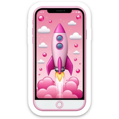 mix light pink dark pink and white girly phone ui rocket sticker