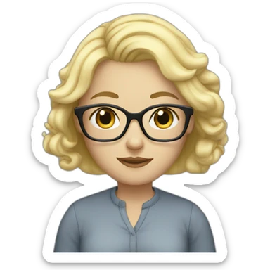 Woman blond hair blue eyes glasses sticker
