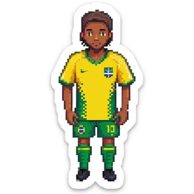 man wearing Brazilian soccer jersey, yellow and green colors sticker